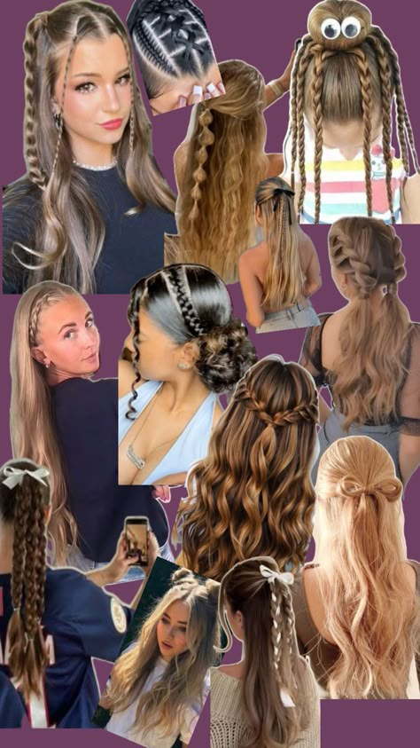 Inspo for cute girl hairstyles Cute Hairstyles Up For School, Hairstyles For Pigtails, The Cutest Hairstyles, Cute Girl Hairstyles For Middle School, Hairstyles For Fall Pictures, Hairstyles For White Girl Hair, Hairstyles For Volleyball Practice, Hairstyles For Hoodies For Women, Cute Hairstyles For Pictures