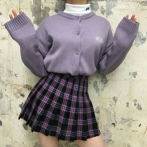 Korean Aesthetic Outfits, Aesthetic Korean Outfits, Soft Girl Aesthetic Outfit, Style Kawaii, Aesthetic Outfit Ideas, Purple Outfits, Japanese Outfits, Kawaii Clothes, Girls Fashion Clothes