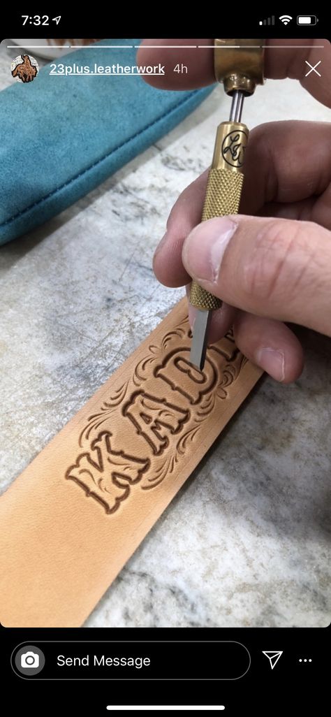 Leather Tooling Letter Patterns, Leather Tooled Letters, Leather Tooled Bracelet, Leather Tooling Letters, Leather Tooling Tutorial, Hand Tooled Leather Belt, Leather Burning Designs, Leather Tooling Patterns For Beginners, Leather Carving Patterns Free