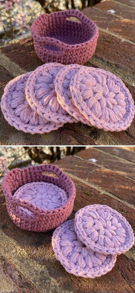 Reusable Crochet Face Scrubbies - Pattern Center Crochet Basket For Face Scrubbies, Crochet Reusable Face Pads Pattern, Crochet Face Scrubbie Basket, Small Sun Crochet Pattern, Crochet Makeup Scrubbies, Crochet Pattern Scrubbies, Crochet Makeup Remover Pads Pattern, Cotton Scrubbies Pattern, Crochet Exfoliating Face Scrubbies