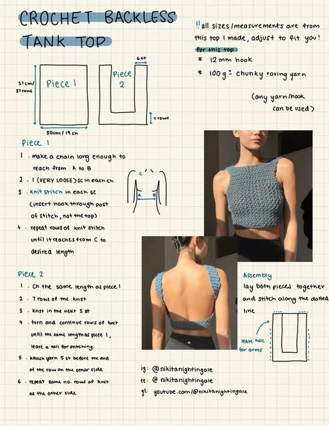 crochet backless tank top.pdf - Google Drive Top Patterns For Women, Lace Top Patterns, Boho Crochet Top, Backless Tank Top, Design Crochet, Mode Crochet, Crochet Lace Top, Crochet Business, Crochet Design Pattern