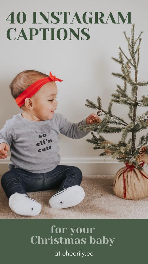 Is your little one a Santa without Claus? Feeling like taking an elfie? Say it with a Christmas instagram caption, made to fit your festive little one! 🎄 We rounded up our 40 favorite holiday puns and chrismas quips from around the web: here are the best 40 Instagram Captions for your Holiday Baby picture-- only on the Cheerily.co blog ❤️🎁 First Santa Picture, Santa Claus Quotes Funny, Baby Christmas Captions For Instagram, Baby Christmas Captions, Christmas With Kids Quotes, Baby Christmas Letter Board, Christmas Picture Captions, Santa Quotes For Kids, First Christmas Captions