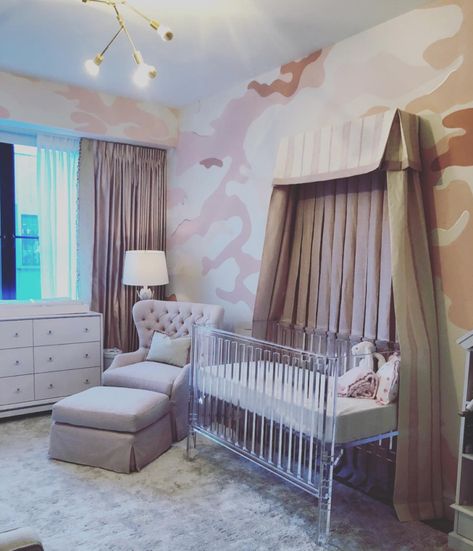 Dina Bandman Nursery Design Nursery Trends, Chic Nursery, Big Kids Room, Pink Camouflage, Nursery Baby Room, Baby Trend, Kid Room, Project Nursery, Baby Time