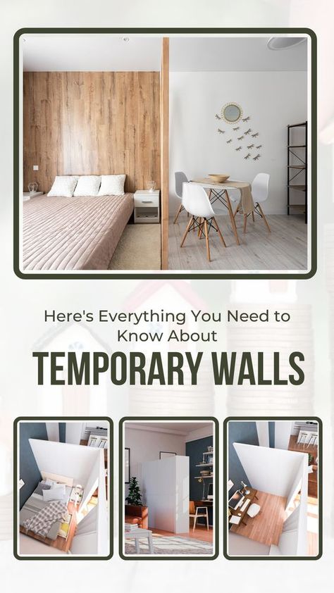 Separate Wall Room Dividers, How To Divide One Room Into Two, Wall Divider Bedroom Ideas, Divide A Room Into Two Bedrooms, Ideas For Dividing A Bedroom, Temporary Office Decor, Separating Bedrooms Ideas, Moveable Walls Room Dividers Diy, Temporary Wall Room Divider