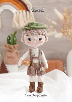 Crochet Toys Free Patterns, Crochet Doll Dress, Crochet For Boys, Green Frog, Flower Fairies, Single Crochet Stitch, Crochet Bear, Knitted Dolls, Crochet Baby Patterns