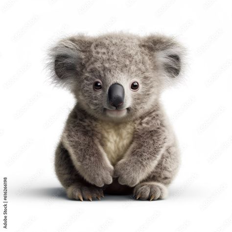 Cute little koala baby bear realistic photo generative AI illustration isolated on white background. Lovely baby animals concept Stock Illustration Koala Illustration, Koala Baby, Creature Comforts, Baby Bear, Koala, Free Images, Baby Animals, Stock Illustration, White Background