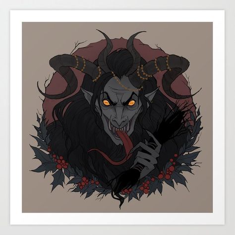 Gruss vom Krampus Art Print by Iren Horrors - X-Small Krampus Art, Mythology Art, Gothic Art, Horror Art, Mythical Creatures, Fantasy Creatures, Dark Art, Amazing Art, Digital Artist