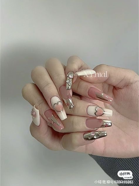 Vanessa Nails, Chinese Nails, Pink Tip Nails, Disney Acrylic Nails, Coquette Nails, Asian Nails, Spring Nail Designs, Gel Nails Diy, Casual Nails