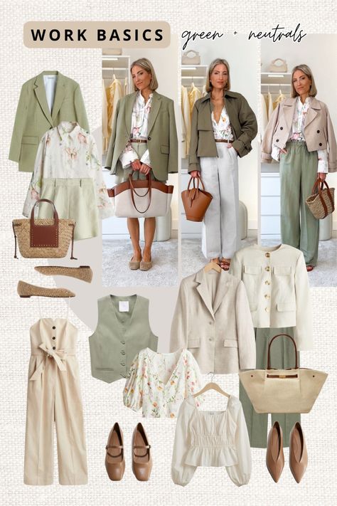 Soft Autumn Work Outfits, Soft Color Outfits, Soft Autumn Style, Soft Autumn Summer Outfits, Soft Summer Green, Soft Autumn Clothes, Soft Autumn Capsule, Soft Summer Outfits, Soft Autumn Outfits