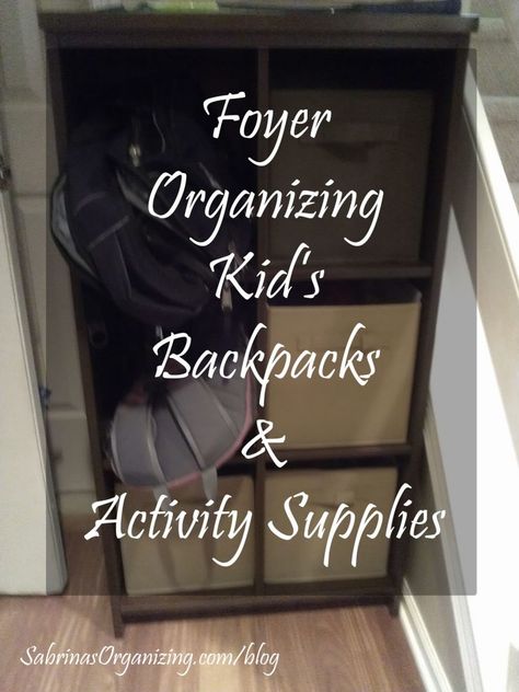 foyer organizing backpacks and supplies Organizing Backpacks, Small Home Entryway, Foyer Organization, After School Activity, After School Activities, Blog Organization, Home Entryway, Backpack Organization, School Activity