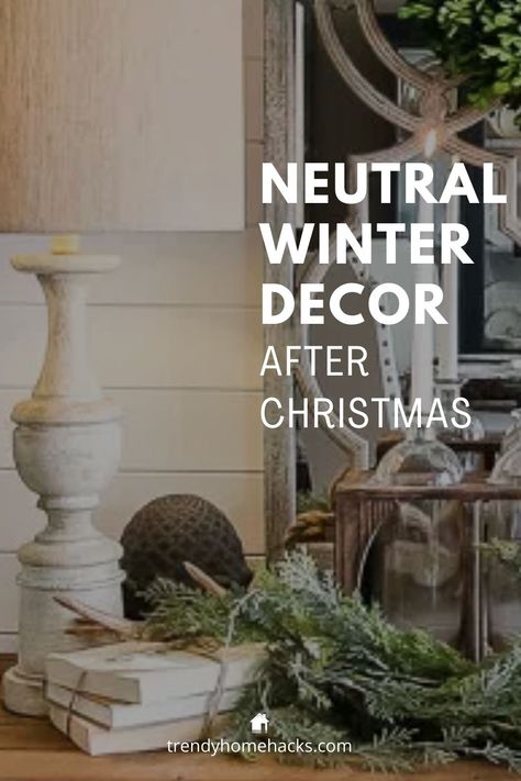 If you are wondering how to decorate after Christmas decorations come down, head over to the blog post to find inspirations and ideas to include in your own cozy winter home decor. #winterdecor Transition Christmas To Winter Decor, Winter Hearth Decor, Decoration After Christmas, Decorating In January Ideas, After Holiday Decorating Ideas, Snowflake Winter Decor, January And February Decor, Decor For Winter After Christmas, Winter Vignettes Simple