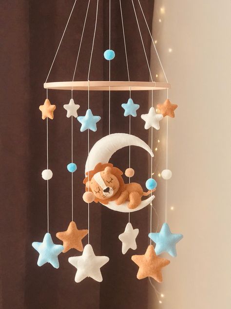 Sun And Moon Mobile, Lion Mobile, Lion Sleeping, Safari Mobile, Safari Baby Mobile, Baby Play Gym Toys, Mobile Safari, Moon Mobile, Baby Gym Toys