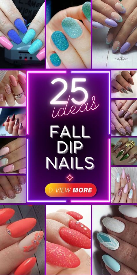 Embrace the latest fall dip nails with creative and simple ideas. Almond-shaped nails look stunning with matte finishes in green or dark red. Short square nails can be enhanced with pretty patterns or OPI's fall colors. For a unique look, try chrome or navy blue shades. These designs are perfect for any nail shape and offer easy, trendy options for early fall. Prices depend on complexity and materials used. Fall Manicure Dip Powder, September Powder Dip Nail Ideas, Fall Powder Dip Nail Colors, Cute Dip Powder Nails Fall, Dip Powder Nails Ideas Square, Blue Dip Nails Ideas, Gel Dip Nails Powder Short Nails, Dip Powder Nails Short Almond, Dip Powder Nails Ombre Winter