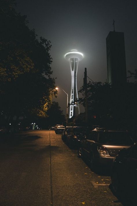 seattle center, downtown seattle, street, light, vehicle, moon, road, silhouette, sunset, landscape, smoke, industry, city, car, flame Seattle City Aesthetic, Seattle Night Aesthetic, Pacific Aesthetic, Seattle Street, Nova Orleans, Seattle Photos, Seattle Photography, Seattle Travel, Sleepless In Seattle