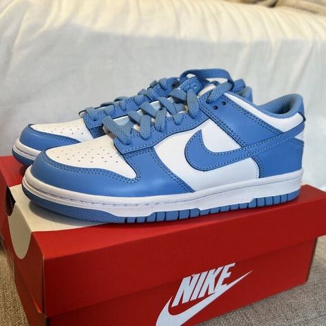 Nike Dunk Low GS University Blue UNC Men's Sneaker Shoes Free Shipping Dunks Outfit, Shoes Free, University Of North Carolina, University Blue, Sneaker Shoes, Nike Dunk Low, Dunk Low, Nike Dunk, Sporty Style