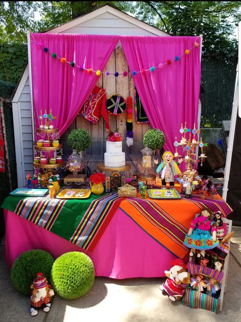 Peruvian Theme party Birthday Party Ideas | Photo 10 of 18 | Catch My Party Colorful Dessert Table, Buffet Dessert, Mexican Birthday Parties, America Party, Mexican Birthday, Colorful Desserts, Moana Birthday Party, Fiesta Theme Party, Mexican Party Theme