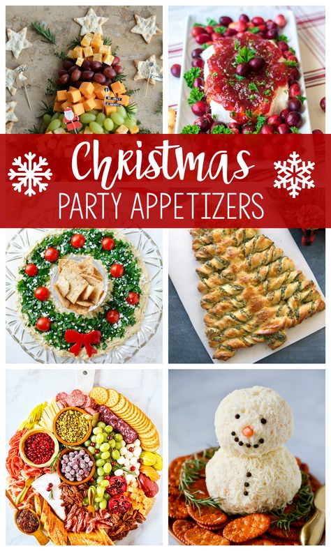 Christmas Appetizers for Your Holiday Parties-These fun party food ideas are perfect whether you are hosting or taking something to a Christmas party this year. Cute, simple appetizers that are perfect for the holidays! #christmasappetizers #partyfood #christmasparties Christmas Party Food Dips, Xmas Eve Food Ideas, Hosting Xmas Party, Appetizer Recipes Christmas Party, Snack Ideas For Christmas Party, Friendsmas Recipes, Christmas Party Food Table Decorations, Christmas Fun Food Ideas, Cute Christmas Appetizers Easy