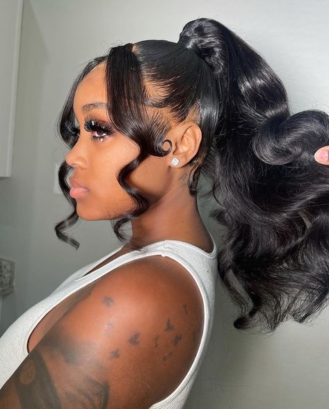 ULit Hair, Make U Lit on Instagram: “Double frontal ponytail😍😍This is absolutely beautiful✨🔥 Incredible work by @touchedbytionna 🔥🔥 Click the link in my bio & folllow…” Full Lace Frontal, Sleek Ponytail Hairstyles, Lace Fronts, Black Ponytail Hairstyles, Birthday Hairstyles, Girls Hairstyles Braids, Hair Ponytail Styles, Body Wave Hair, Sleek Ponytail