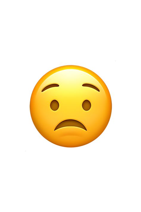 Worried Face Expression, Worried Emoji, Downturned Mouth, Furrowed Eyebrows, Worried Face, Scared Emoji, Ios Emojis, Apple Emojis, Ios Emoji