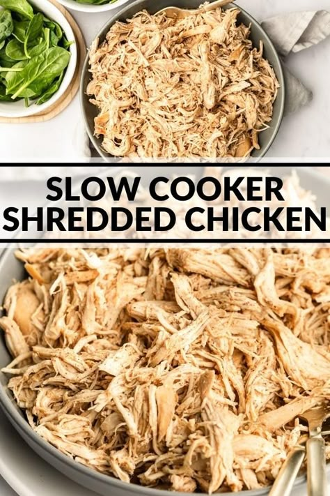 Plain Pulled Chicken Crock Pot, Ww Pulled Chicken, Versatile Crockpot Chicken, Healthy Crockpot Pulled Chicken, Pulled Chicken Freezer Meal, Diethood Recipes Chicken, Shredded Chicken In Slow Cooker, Crockpot Rotisserie Chicken Breast, Recipes For Pulled Chicken