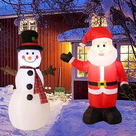 Kurala 4 FT Lighted Christmas Inflatable Santa Claus and Snowman, Outdoor Holiday Decorations Inflatable Yard Decorations Outdoor Holiday Decorations, Snowman Party, Holiday Inflatables, Inflatable Santa, Yard Decorations, Christmas Inflatables, Air Blower, Outdoor Holidays, Outdoor Holiday Decor