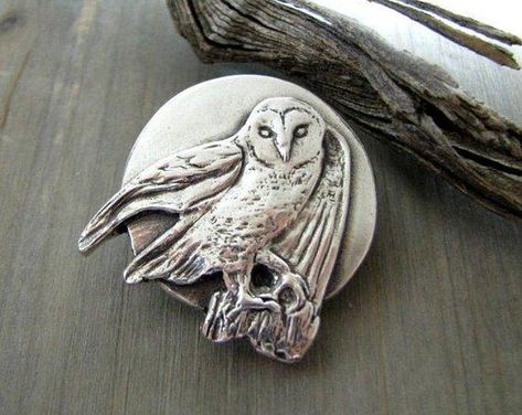 Owl And Moon, Silver Metal Clay, Metal Clay Jewelry, Silver Horse, Beautiful Owl, Silver Owl, Owl Jewelry, Owl Pendant, Recycled Silver