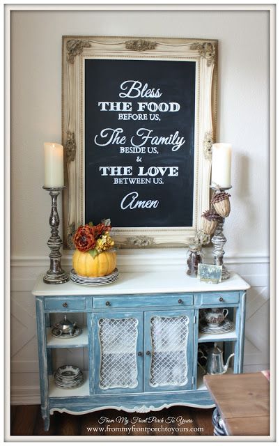 Farmhouse -Thanksgiving- Fall- Dining Room-From My Front Porch To Yours Farmhouse Dining Room Hutch, French Farmhouse Dining Room, Thanksgiving Dining Room, Country Dining Room, Thanksgiving Dining, Farmhouse Thanksgiving, Breakfast Rooms, French Country Dining Room, Fall Dining Room