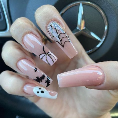 Instagram Pumpkin Nail Art, Horror Nails, Spooky Nails, Cute Halloween Nails, Halloween Acrylic, Halloween Acrylic Nails, Pumpkin Nails, Fall Acrylic Nails, Halloween Nail Designs