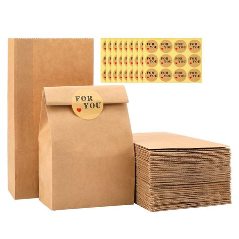 PRICES MAY VARY. 【100PCS Brown Paper Bags】You will get 100 pcs kraft paper bags bulk and 108pcs "For You" stickers (9 sheets); individual size: 3.5x2.1x7 inches (9x5.5x18cm). 100pcs can be used as party paper bags, stationery storage bags, snack storage bags, and gift paper bags. 【High-Quality Brown Paper Bag】These small paper bags are made of 70GSM kraft paper, good quality, recyclable, and have no peculiar smell. enough sturdy, not tearing easily, and no plastic, no peculiar smell, they are bi Candy Paper Bag, Mini Paper Bag, Advent Bags, Brown Paper Lunch Bags, Small Paper Bags, Calendar Advent, Paper Party Bags, Paper Lunch Bags, Paper Lunch