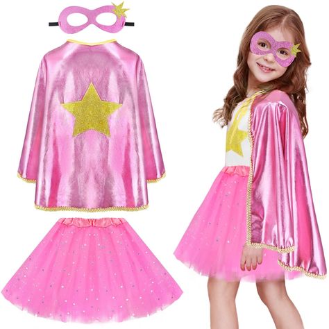 PRICES MAY VARY. Rainbow Superhero - We Need A Hero! Superhero costumes for girls includes 1*rainbow superhero cape,1 superhero mask, and rainbow tutu for girls, designed for all little ones who love the super action of saving the world! Small But Strong - iROLWIN Superhero capes for kids, 27.5inch*27.5inch, fit for most 3-9 years old children, if kids cape cannot suit the neck well, you can adjust the neckline with adjustable buckles. The mask can extremely fit with a flat elastic strap, soft w Superhero Costumes For Girls, Rainbow Superhero, Toddler Dress Up Clothes, Superhero Capes For Kids, Girl Superhero Costumes, Super Hero Capes For Kids, Superhero Costumes Kids, Toddler Dress Up, Toddler Princess Dress