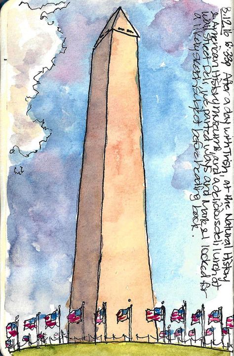 Washington Dc Scrapbook, Washington Dc Painting, Watercolor Journaling, Trip Journal, Washington Dc Art, Watercolor Art Journal, Watercolor Architecture, Journal Books, Travel Drawing