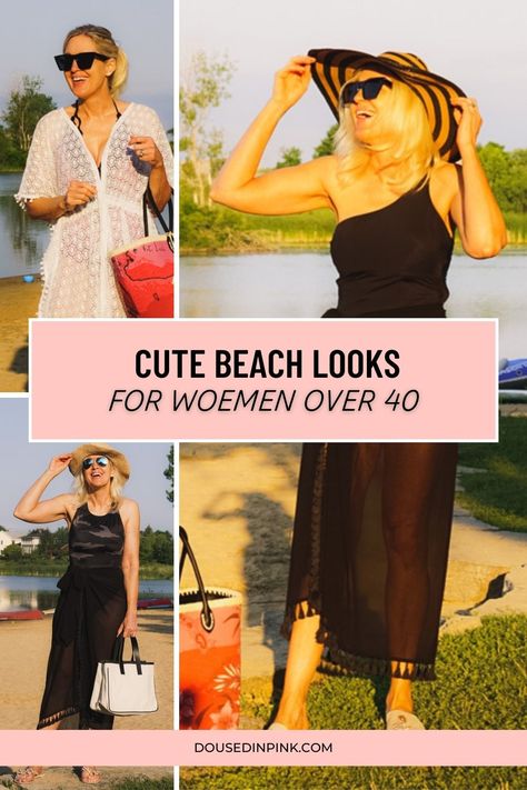 Whether you are headed out to a beach getaway or a pool party, here are three easy beach looks to copy for summer for women over 40. Party Outfit Women Over 40, Pool Party Outfit Women, Cute Cover Ups, Black Sarong, Pool Party Outfit, Swimsuit Sarong, Beach Outfit For Women, Beach Looks, Lace Swimsuit