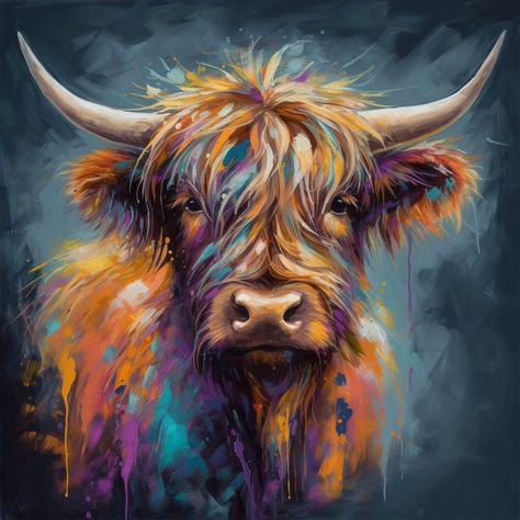 "🐮🐮 Bring some charm and colour to your space with this gorgeous highland cow animal wall art stretched canvas, with warm and earthy tones. Featuring a beautiful highland cow in abstract broad strokes of paint, this is great for the animal lover, farmer, cow fan or anyone who appreciates rustic and cozy (and fun) creatures!  Perfect for wall art in your kitchen, living room, office, or anywhere in your home - city, town or countryside. 🐮 High quality print of unique art - you won't find this anywhere else!  🐮Available on canvas or on our premium matte paper - either framed and ready to hang, or as a poster only for you to frame yourself 🐮 Perfect gift for cow enthusiasts (or yourself!) who love cow symbols and cow charm  🐮 Available in different sizes and variations - canvas as well Highland Cow Decor, Farm Wall Decor, Highland Coo, Highland Cow Painting, Highland Cow Art, Scottish Cow, French Bulldog Art, Highland Cow Canvas, Cow Wall Art