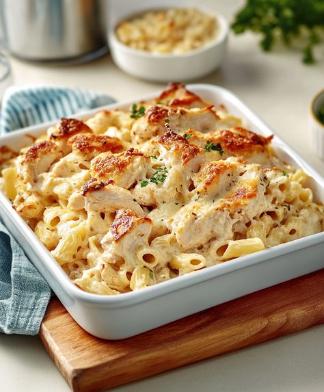 Garlic Parmesan Chicken Pasta, Baked Chicken Pasta Recipes, Parmesan Chicken Pasta, Pasta Bakes, Pasta Bake Recipe, Parmesan Cheese Sauce, Creamy Chicken Casserole, Garlic Parmesan Sauce, Chicken Parmesan Pasta