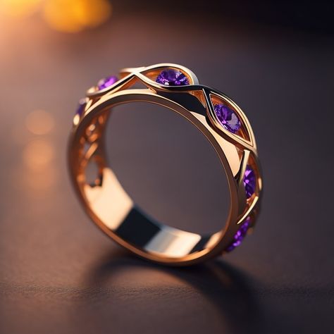 Purple And Gold Jewelry, Trendy Gold Necklace, Jewelry Necklace Simple, Cool Rings For Men, Engagement Rings Diamond, Purple Rings, Gold Rings Fashion, Purple Jewelry, Magical Jewelry