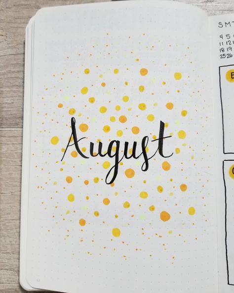 Yellow dots is my theme for August. I love how happy it looks. #bulletjournal #bulletjournaling #bujo #bujoideas #bujolove #bujoinspiration #bujolife #bujogram #bujo2019 #bulletjournalcommunity #bulletjournalideas #bulletjournaladdict #bujoaddict #bujoaddicts #bulletjournaladdicts #handlettering #bujomonthly #monthlysetup  #Regram via @bujoaddictblog Happy Theme, August Bullet Journal Cover, August Bullet Journal, Bullet Journal August, Journal Cover Page, Bullet Journal Month, Bullet Journal Monthly Spread, Bullet Journal Cover, Bullet Journal Cover Page