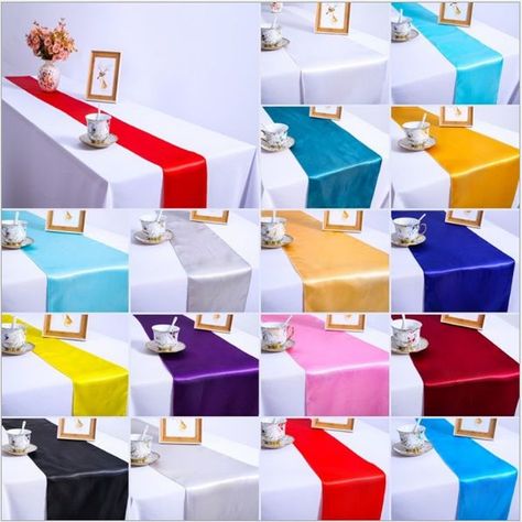 Satin Table Runner Cloth Wedding Party Banquet Hotel Home Restaurant Venue Decor Supplies 30x275cm(12" x 108") | Wish Satin Table Runner, Gold Table Runners, Christmas Wedding Decorations, Table Cloth Decorations, Fall Table Runners, Autumn Table, Table Flag, Wedding Party Supplies, Venue Decor