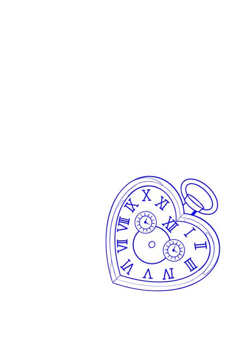 Pocket Watch Tattoo Design Outline, Time Stopped Tattoo, Heart Time Clock Tattoo, Clock Tattoo Aesthetic, Clock Line Drawing, Cute Clock Tattoo, Heart Shape Clock Tattoo Design, Clock Tattoo Design Simple, Heart Clock Tattoo Stencil