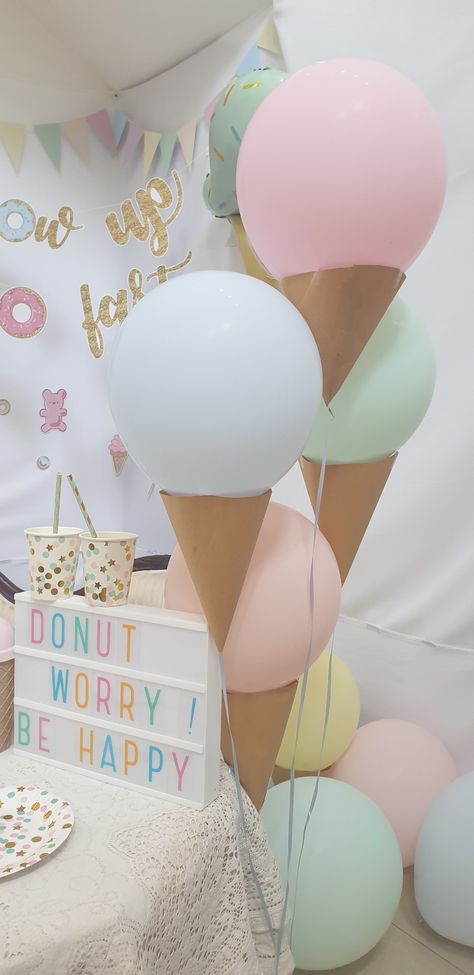 Ice Cream Birthday Party Balloons, 2nd Birthday Dessert, Ice Cream Theme Birthday Decoration, Ice Cream Pajama Party, Sweet Third Birthday, Second Birthday Balloons, I've Cream Birthday Party Theme, Pastel Ice Cream Birthday Party Decorations, Ice Cream And Sprinkles Birthday Party