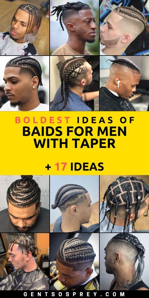 Elevate your grooming game in 2024 with our exclusive assortment of braids for men with taper. This collection is a celebration of artistic expression and individuality, offering a mesmerizing variety of styles, including plats, fades, and low taper options. Our expertly curated hairstyles are designed to redefine your appearance, seamlessly merging the allure of tradition with the excitement of modernity. Fade And Braids Men, Taper Fade With Twists, Plat Styles For Men, Men’s Braids With Taper, Braids With Tapered Sides And Back Men, Low Taper Fade With Braids, Men's Braids With Fade, Taper Fade Locs, Fade With Braids Men