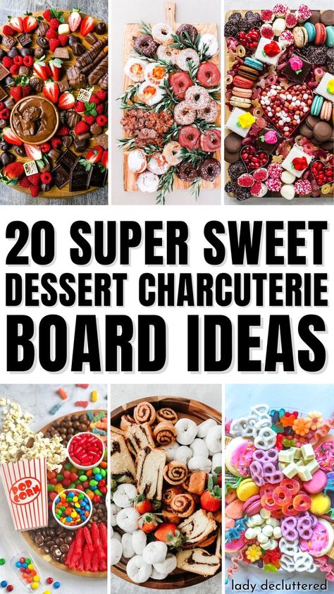 20 Super Sweet Dessert Charcuterie Board Ideas Charcuterie Board With Sweets, Snack Board Dessert, Random Charcuterie Board Ideas, Sweet Grazing Platter Ideas, Candy And Dessert Charcuterie Board, Dessert Charcuterie Board For Wedding, Candy Food Board, Sweets For Charcuterie Board, Creative Charcuterie Boards Dessert