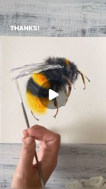 Bee Painting, Art Tutorials Watercolor, Cool Pencil Drawings, Watercolor Paintings Tutorials, Watercolour Art, October 25, Painting Tutorials, Save The Bees, Watercolour Tutorials