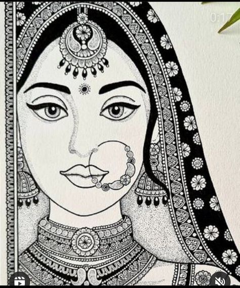 Gadar 2 Drawing, Indian Lady Sketch, Pencil Sketch Drawing Creative, Woman Mandala Art, Madhubani Drawing Easy, Modern Mandala Art, Attractive Drawings, Minimalistic Tattoo, Pencil Drawing Images