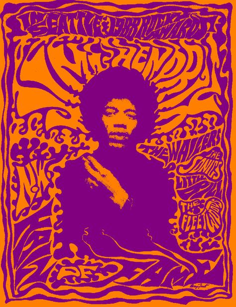 Jimi Hendrix poster designed by Seattle graphic designer Doug Fast, circa 1987. Poster Grafico, 60s Art, ポップアート ポスター, Wal Art, Vintage Concert Posters, Vintage Music Posters, Psychadelic Art, Kunst Inspiration, Plakat Design