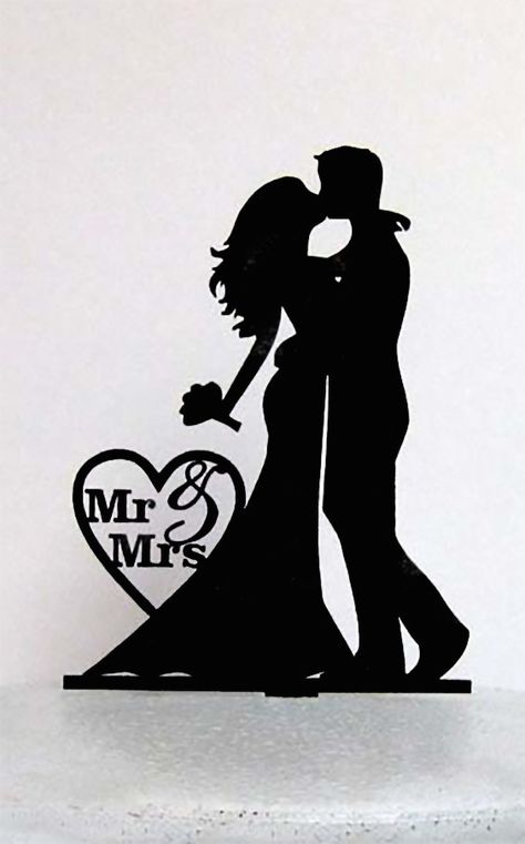 Silhouette wedding cake toppers are unique and can add a look of luxury to your wedding cake at minimal cost. This one comes in your choice of six colors, including metallics.  #WeddingCake #WeddingCakeToppers #ElegantCakeToppers #UniqueWeddingCake #UniqueCakeToppers #UniqueToppers Wedding Cake Topper Ideas, Cake Topper Ideas, Wedding Cards Images, 50th Wedding Anniversary Cakes, Silhouette Wedding Cake, Transférer Des Photos, 25th Wedding Anniversary Party, Wedding Anniversary Party Decorations, Wedding Cake Topper Silhouette