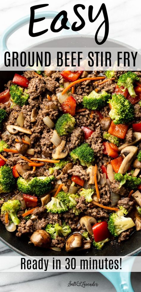 Ground Beef Stirfry Easy, Ground Beef And Bean Sprouts, Stir Fry Recipes Hamburger Meat, Healthy Asian Ground Beef Recipes, Easy Healthy Meals With Hamburger Meat, Keto Ground Beef Stir Fry Recipes, Ground Beef And Veggie Stir Fry, Healthy Meat And Vegetable Meals, Sesame Ground Beef Stir Fry