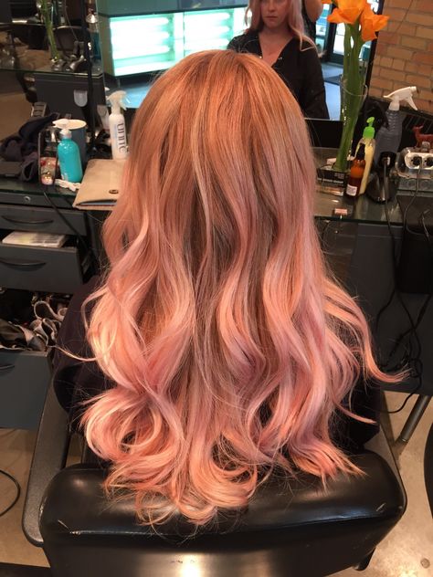 Strawberry Blond And Pink Hair, Ginger To Pink Hair, Natural Red Hair With Pink, Pink Brown Hair Color, Copper And Pink Hair, Ginger And Pink Hair, Blonde Hair With Pink Tips, Pink Brown Hair, Cinnamon Hair Colors