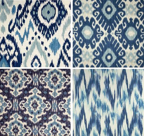 Slipcover Style: Indigo Ikats Ikat Motifs, Blue Pottery Designs, Ikat Art, Indigo Ikat, Sofa And Armchair, Custom Slipcovers, Hawaiian Floral Print, Back Sofa, Tenun Ikat