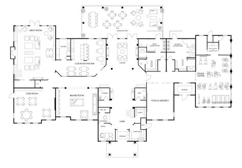 Night Club Floor Plan Layout, Night Club Floor Plan Design, Country Club Floor Plan, Club House Plan Architecture, Strip Club Floor Plan, Club Layout Plan, Night Club Floor Plan, Club House Design Plan, Clubhouse Design Architecture Plan