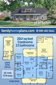 Country, Farmhouse, Ranch Style House Plan 60109 with 2041 Sq Ft, 3 Bed, 3 Bath, 2 Car Garage #HomeDecor #InteriorDesign #HouseGoals #HomeStyle #HomeDecorating #HomeIdeas #HomeInspiration #DecorInspiration #InteriorInspo #DecorTips 3d Floor Plans, Ranch Style House, Ranch Style House Plans, Farmhouse Style House Plans, Farmhouse Plan, Ranch Style Homes, House Plans Farmhouse, 2 Car Garage, Modern Farmhouse Plans